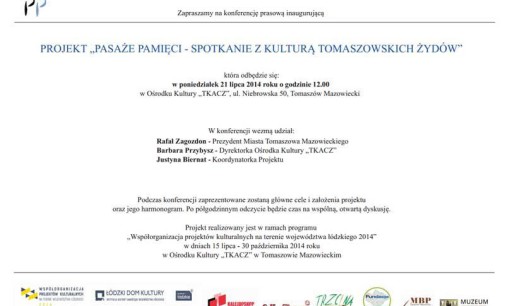 Pasaże Pamięci, czyli o kulturze tomaszowskich Żydów. Zaproszenie na konferencję.