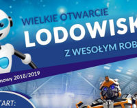 Wielkie otwarcie lodowiska z wesołym robotem